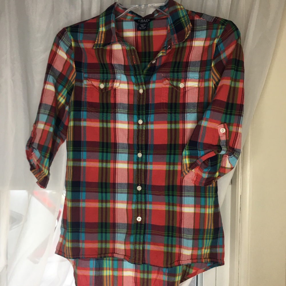 Chaps Plaid Blouse